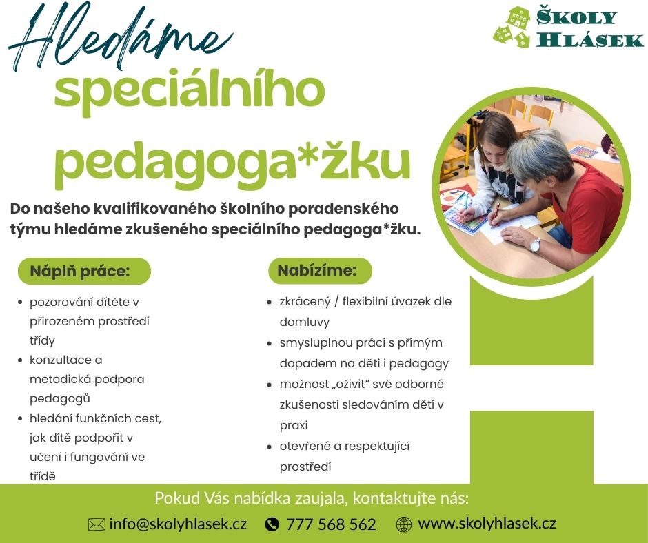 Featured image for “Hledáme speciálního pedagoga”